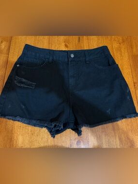 NOBO Black Distressed Frayed Hem Women's Denim Shorts